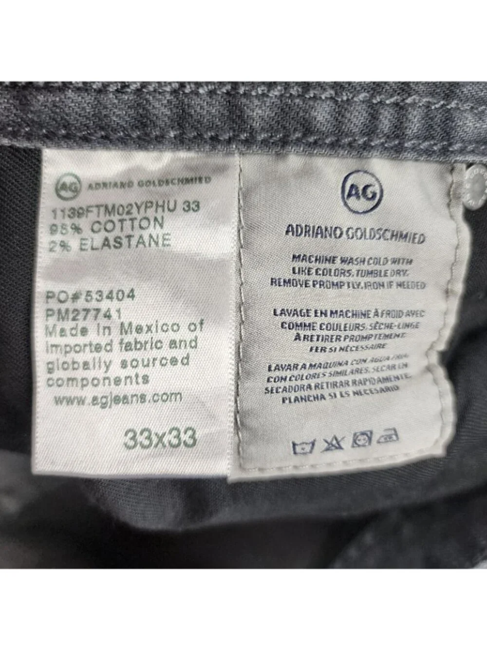 AG Adriano Goldschmied Jeans Men 33x31 Gray Black Dylan Slim Skinny Leg Denim